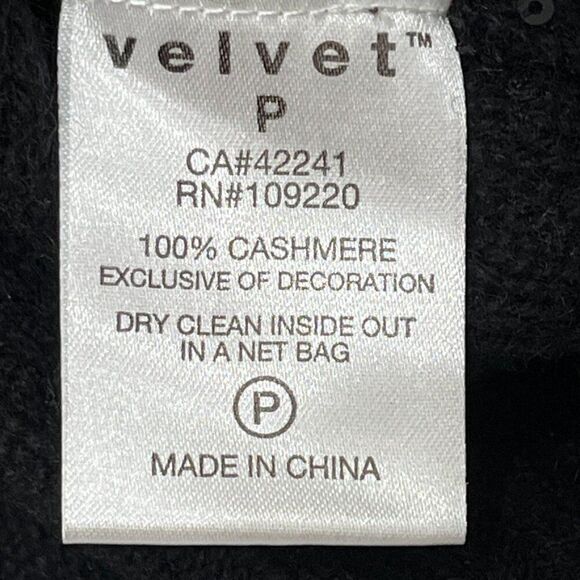 Velvet Black 100% Cashmere Knit Sweater Sequin Detail Sz L Crewneck Luxury Soft - Picture 7 of 9